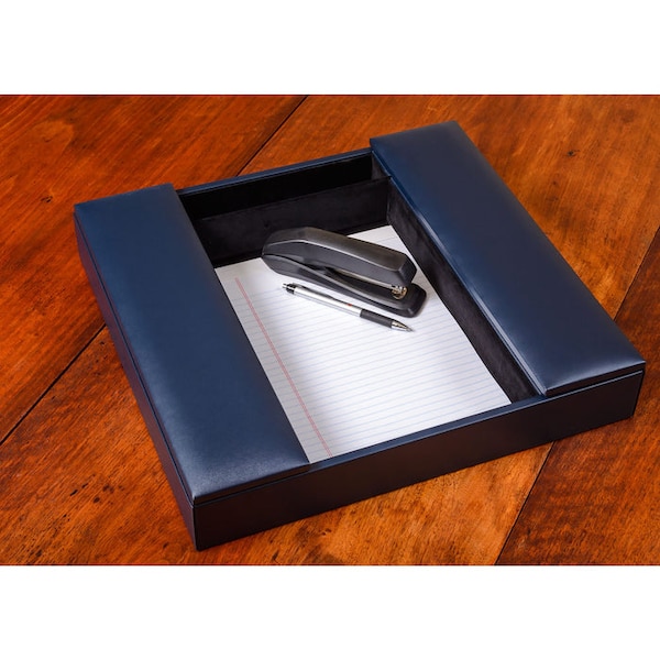 Navy Blue Leatherette Enhanced Conference Room Organizer